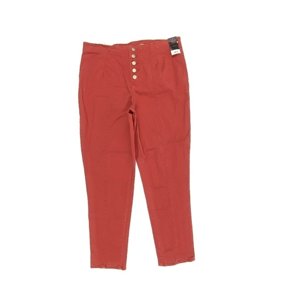 NEW No Boundaries High Rise Front Seam Crop Women's size 17 burnt Orange Jeans - Picture 1 of 3